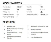 BS Battery Factory charged - BS-BTZ10S SLA