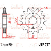 JT Sprockets Front Sprocket - JTF737.15 - 520 Pitch