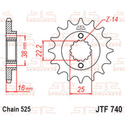 JT Sprockets Rubber Cushioned Front Sprocket - JTF740.15RB - 525 Pitch