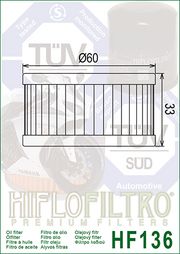 HifloFiltro Premium Oil Filter - HF136