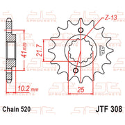 JT Sprockets Rubber Cushioned Front Sprocket - JTF308.15RB - 520 Pitch