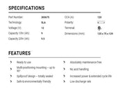 BS Battery Factory charged - BS-BB9-B SLA