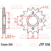 JT Sprockets Rubber Cushioned Front Sprocket - JTF516.16RB - 520 Pitch