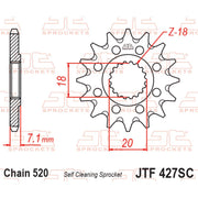 JT Sprockets Self Cleaning Lightweight Front Sprocket - JTF427.12SC - 520 Pitch