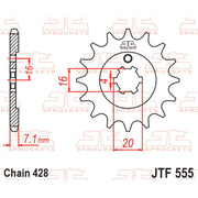 JT Sprockets Front Sprocket - JTF555.15 - 428 Pitch