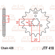JT Sprockets Front Sprocket - JTF418.13 - 428 Pitch