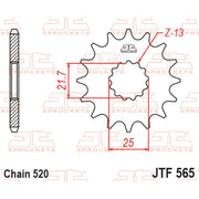 JT Sprockets Rubber Cushioned Front Sprocket - JTF565.14RB - 520 Pitch