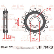 JT Sprockets Rubber Cushioned Front Sprocket - JTF784.15RB