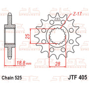 JT Sprockets Rubber Cushioned Front Sprocket - JTF405.19RB - 525 Pitch