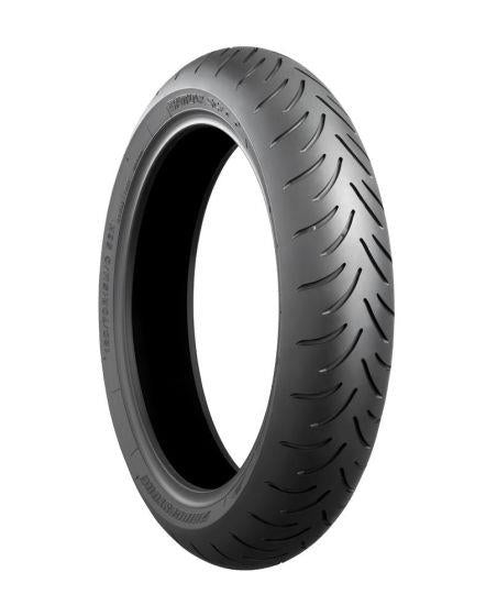 Bridgestone 110/70-13M/C 48P SC Battlax front motorcycle tyre with tread pattern and sidewall details visible.