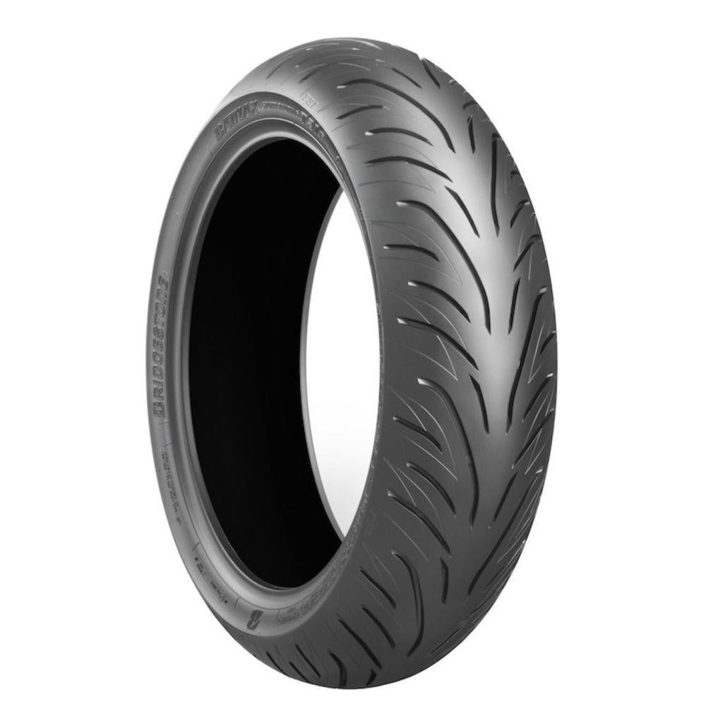 BRIDGESTONE 120/70ZR19 M/C T31 front motorcycle tire with tubeless design and 60W load capacity, tread pattern visible.
