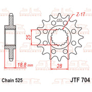 JT Sprockets Rubber Cushioned Front Sprocket - JTF704.15RB - 525 Pitch