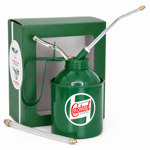 Vintage Castrol oil can with lever spout, Classic Vintage 200ml metal container for motor oil storage