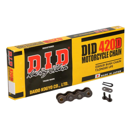 D.I.D Steel 420 Pitch "D" Small Bikes Drive Chain with 96 links and spring link for 80cc engines, shown in the image.