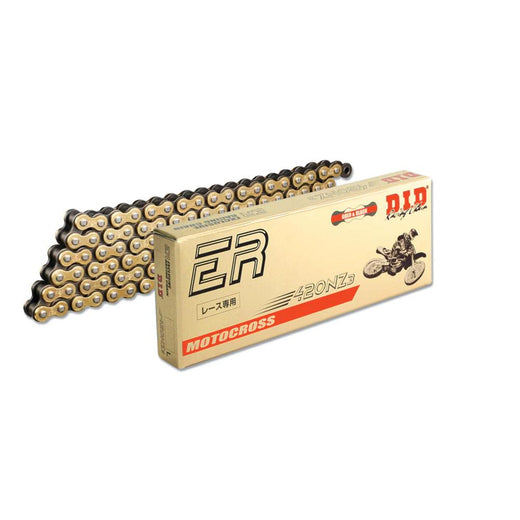 D.I.D Chains 420 Pitch NZ Gold and Black Mini Road Racing Drive Chain with 120 links, clip and press-fit links for 100cc bikes