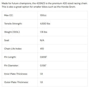 D.I.D Chains 420 Pitch NZ gold and black mini road racing drive chain with 134 links, clip and press-fit link for 100cc max engines