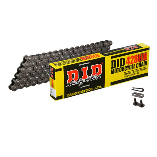 D.I.D Chains HD Steel Small Bike Drive Chain with 140 links and spring link, suitable for 125cc engines, shown in the image