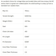 D.I.D Chains 530 Pitch NZ Steel Vintage Bikes Drive Chain with 104 links, clip, and press-fit link for 750cc max engines