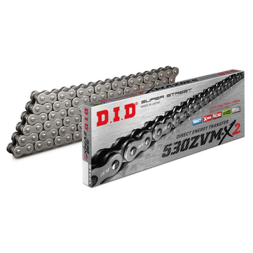 D.I.D Chains 530 Pitch ZVMX Steel Street Super X-Ring Drive Chain with 106 links and rivet link for 1400cc max engines