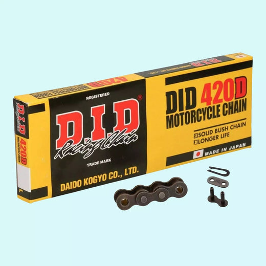 D.I.D 420 Pitch "D" Steel Bike Chain with 130 links, spring link, designed for small bikes and 80cc engines