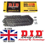D.I.D 420 Pitch Steel Small Bikes Drive Chain with 140 links and spring link for 80cc max engines, showing the metal chain links.