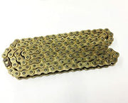 DID 428 Pitch "D" Gold and Black Small Bikes Drive Chain with 104 links for 125cc max engines, featuring spring link.