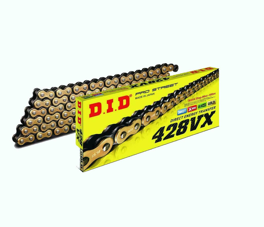 DID  428 Pitch  "VX" Gold & Black Street / ATV Pro X-Ring Drive chain 140 Links Clip and Press-fit Link 350cc Max