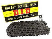D.I.D 520 Pitch Steel Street chain with 100 split links, suitable for 200cc motorcycles, featuring durable steel construction.