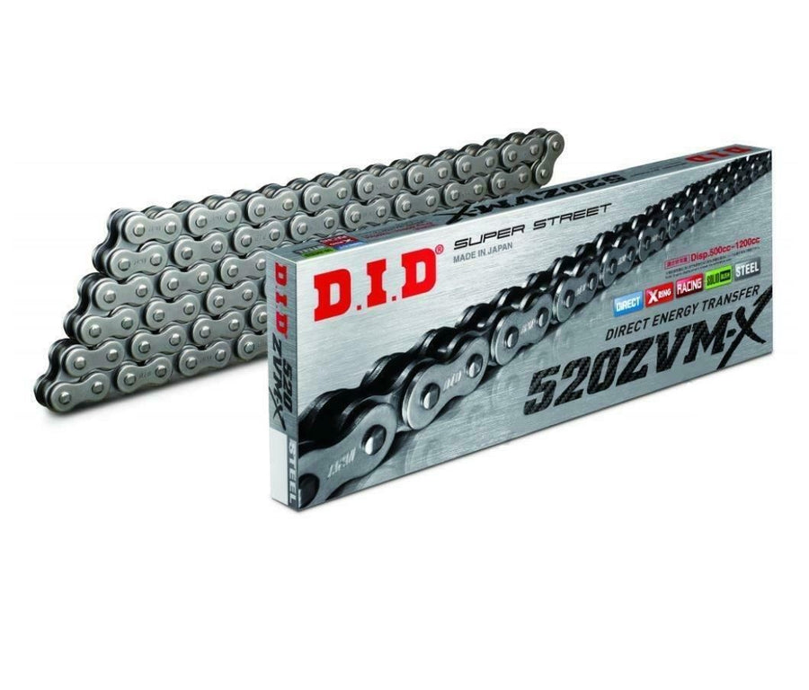 DID  520 Pitch  "ZVMX" Steel Street Super X-Ring  Drive Chain 114 Links Rivet Link 1200cc Max