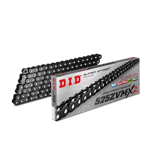 DID  525 Pitch  "ZVMX" Black  Street Super X-Ring  Drive Chain 124 Links Rivet Link 1300cc Max