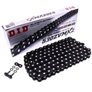 D.I.D 525 Pitch ZVMX Black Street Super X-Ring Drive Chain with 124 links and rivet link for 1300cc motorcycles