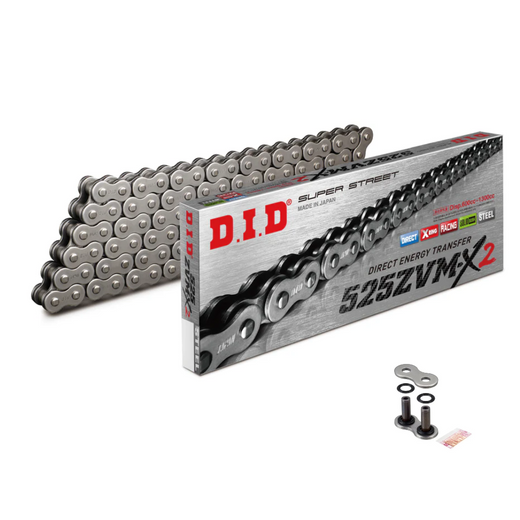 DID  525 Pitch  "ZVMX" Steel Street Super X-Ring  Drive Chain 116 Links Rivet Link 1300cc Max