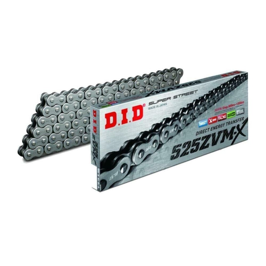 DID  525 Pitch  "ZVMX" Steel Street Super X-Ring  Drive Chain 118 Links Rivet Link 1300cc Max