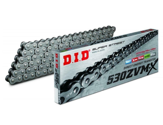 DID  530 Pitch  "ZVMX" Steel Street Super X-Ring  Drive Chain 122 Links Rivet Link 1400cc Max