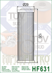 HifloFiltro Premium Oil Filter - HF631