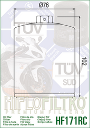 HifloFiltro High-Performance Racing Oil Filter - HF171CRC - Chrome