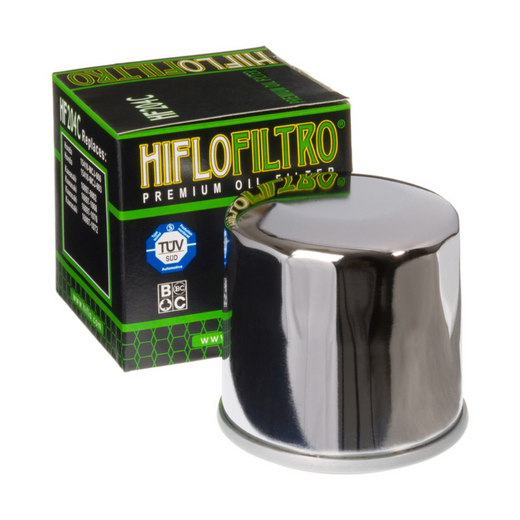 Hiflofiltro Premium Oil Filter - HF204C - Chrome
