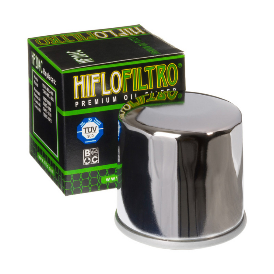 Hiflofiltro Premium Oil Filter - HF204C - Chrome