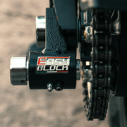 EasyBlock compatible with Honda Africa Twin 1100cc motorcycle, showing the black exhaust upgrade part.