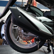 EasyBlock compatible with Honda SH 350cc E5+ scooter, showing the sleek black security lock and mounting features.