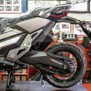 EasyBlock compatible with Honda X-ADV, Forza, and Integra 750cc motorcycles, showing the product installation and features.