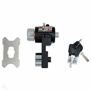 EasyBlock compatible with Yamaha MT-07 2025 motorcycle, showing the sleek black protective accessory on the bike.