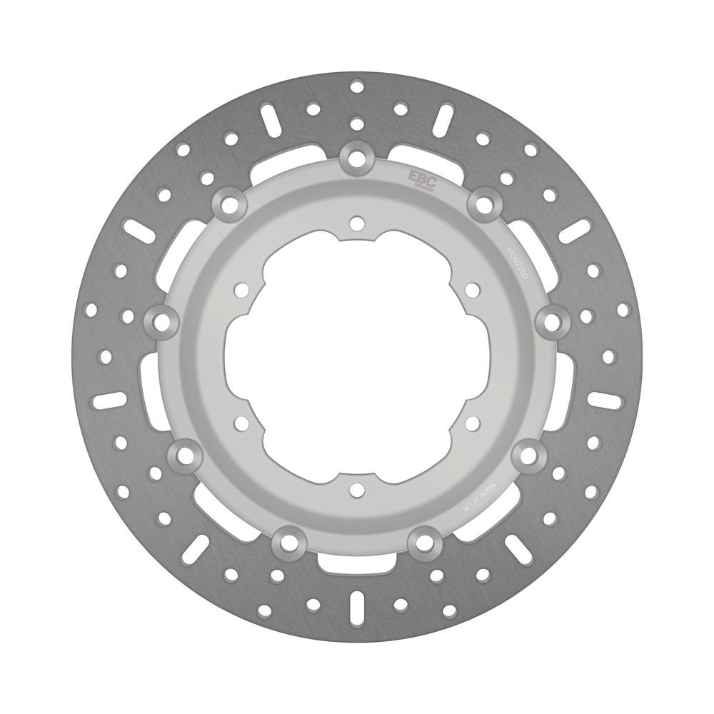 EBC Brakes MD-Series scooter brake disc MD6226D showing a round metal disc with ventilated slots for enhanced braking performance.