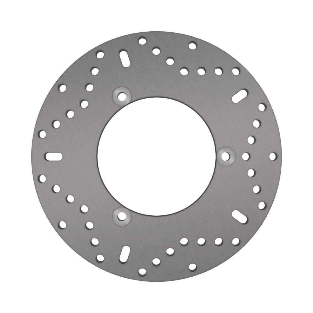 EBC MD-Series Scooter Brake Disc MD9153D, black metal with drilled design, designed for effective braking on scooters.