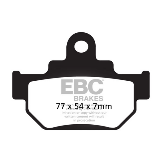 EBC Brakes motorcycle dirt bike sintered brake pad FA106R showing metal backing and friction surface for durable stopping power.