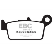 EBC Brakes motorcycle dirt sintered brake pad FA131R shown with metallic surface and mounting holes.