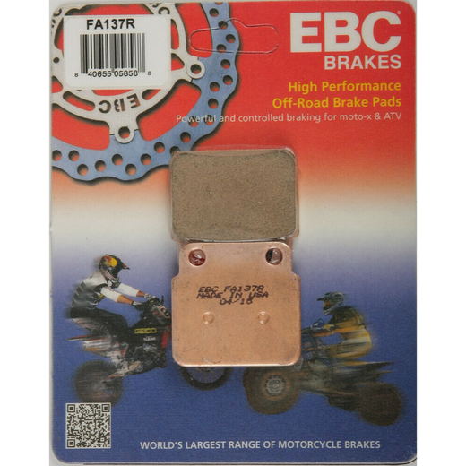 EBC Brakes Motorcycle Dirt Sintered Brake Pad FA137R mounted on a motorcycle wheel for off-road braking performance