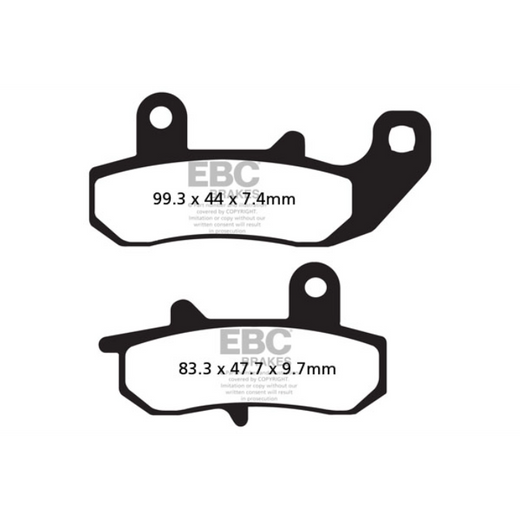 EBC Brakes motorcycle dirt sintered brake pad FA157R showing the black metal pad with friction material for off-road riding.