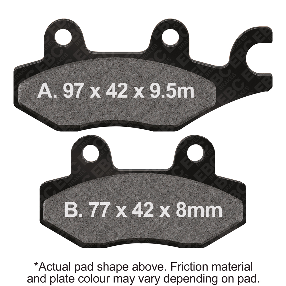 EBC Brakes motorcycle dirt bike sintered brake pad FA165/2R showing metal backing plate and brake lining material