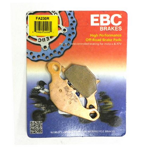 EBC Brakes Dirt Sintered Motorcycle Brake Pad FA230R with metal backing and friction surface for off-road riding.